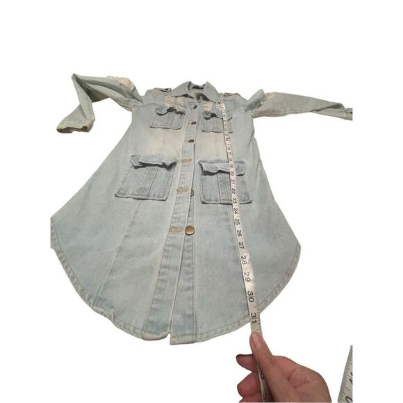 Tanming distressed Women’s Denim Jacket Sz XS  Cotton Blue NWOT - Picture 6 of 7